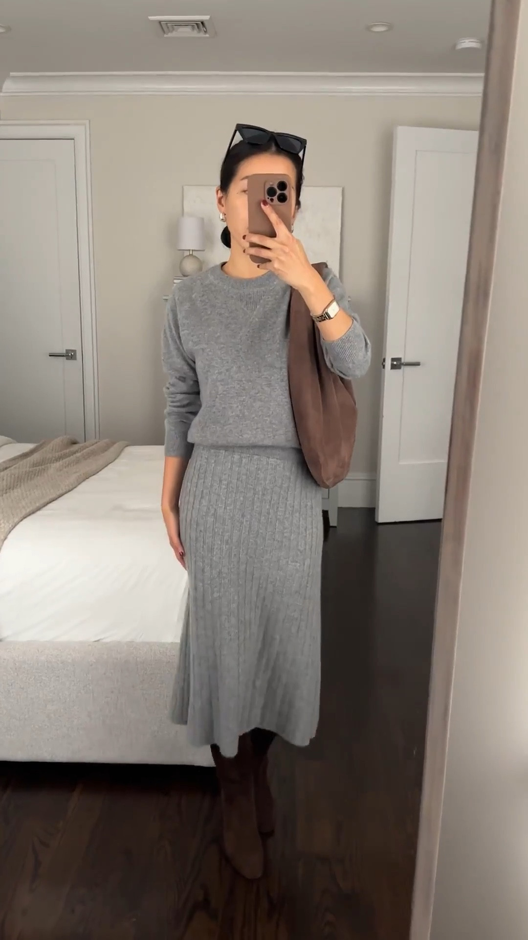 Quince 1 day sale includes this petite friendly staple cashmere sweater I have in multiple colors 

•  shrunken cashmere Sweatshirt xs - smaller  and slightly shorter length than their standard 

•Cashmere Midi Skirt xs - runs big. This is a loose fit on me. I have the wider stretchy waistband folded up once here. 

• Old Steve Madden boots 

• Etsy suede hobo bag 

Winter workwear , cozy sweater matching set , pregnancy maternity friendly skirts 


#LTKSaleAlert #LTKWorkwear #LTKPetite