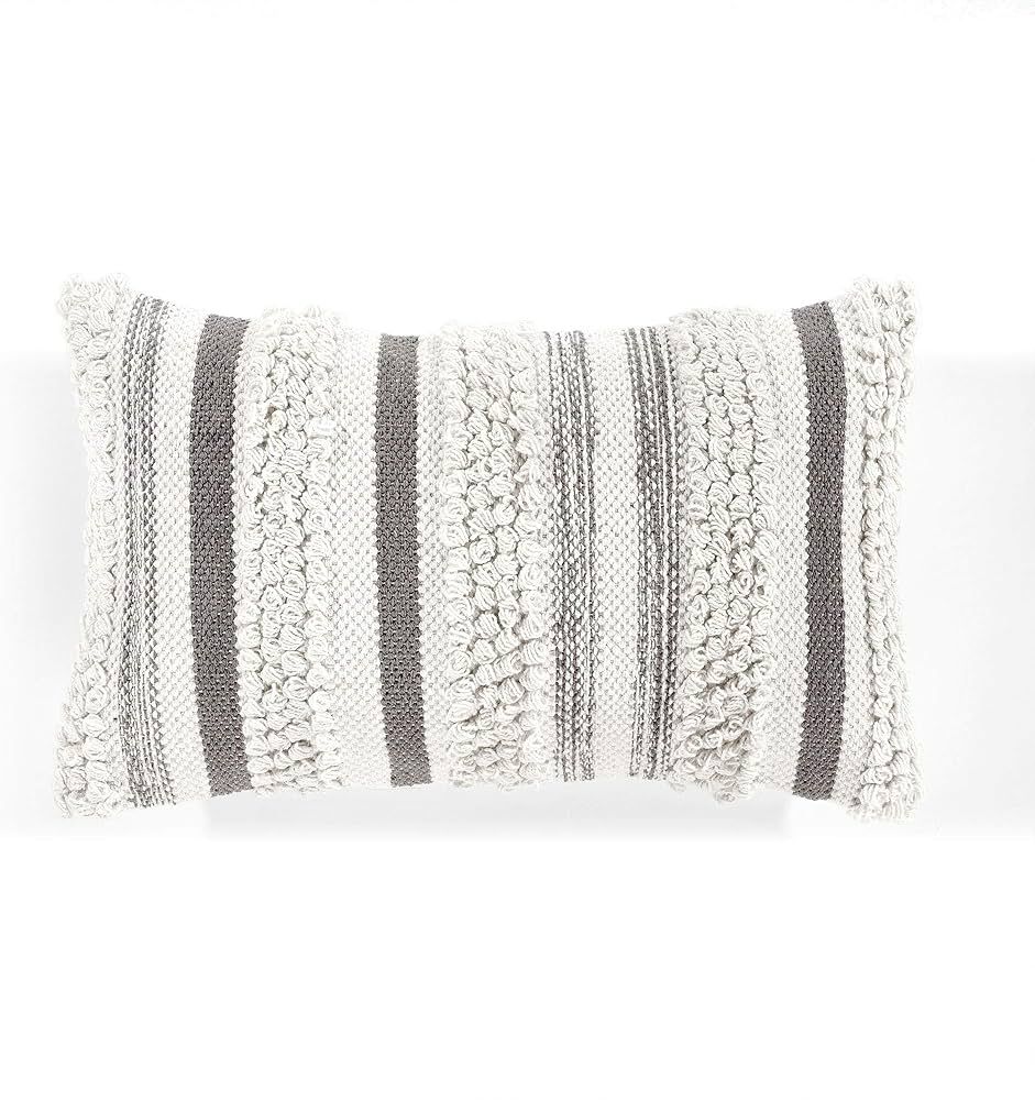 Lush Decor Bria Stripe Decorative Pillow Single Cover, 13" x 20", Gray | Amazon (US)