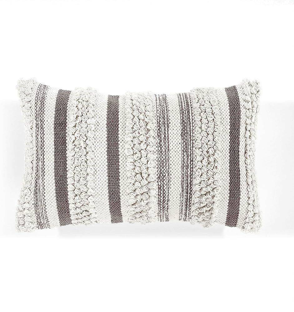 Lush Decor Bria Stripe Decorative Pillow Single Cover, 13" x 20", Gray | Amazon (US)