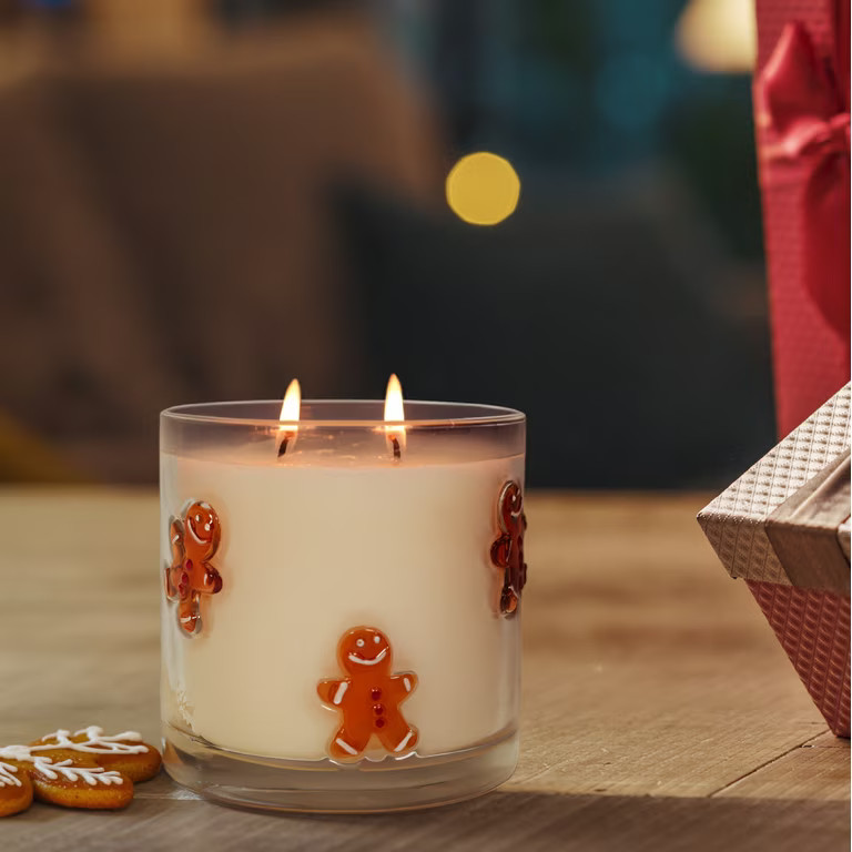 Mainstays Embedded Gingerbread Icon 2-Wick Soy Blend Candle Holiday Gingerbread 14 oz | Walmart (US)