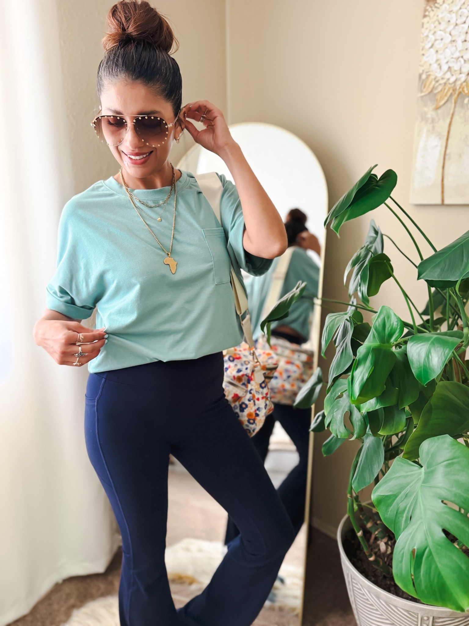 Easy everyday outfit but make it chic 🤍✨
I styled this oversized tee tucked under my bra for that effortless, cinched look (trust me… game changer 🙌). Paired it with these lightweight gingham pants for the perfect casual + put-together vibe.

This is my go-to for running errands, coffee runs, or just feeling cute and comfy without trying too hard. Add a statement sunglass + pop of color bag and you’re instantly elevated 💙

Everything is easy to mix, match, and rewear all season long!


casual outfit, everyday style, oversized tee outfit, t shirt styling hack, tucked shirt trick, gingham pants outfit, spring outfit ideas, summer casual look, mom style outfit, effortless chic outfit, comfy outfit ideas, relaxed fit outfit, neutral outfit with pop of color, street style casual, minimal chic outfit, airport outfit idea, coffee run outfit, laid back fashion, simple outfit inspo

#casualstyle #everydayoutfit #ootdstyle #springoutfits #summerstyle #effortlessstyle #momstyle #comfychic #outfitinspo #ltkstyle #ltkfashion #amazonstyle #ginghamstyle #neutralstyle #streetstyle

#LTKmomlife #LTKootd #LTKSeasonal