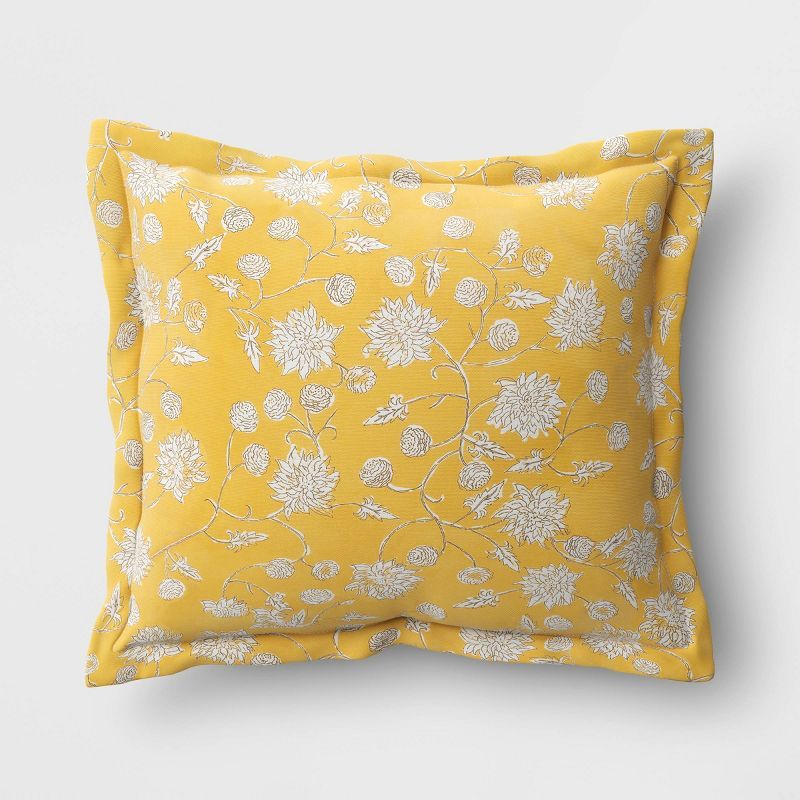 DuraSeason Fabric™ Outdoor Deep Seat Pillow Back Cushion Dahlia Vine Yellow - Threshold™ | Target