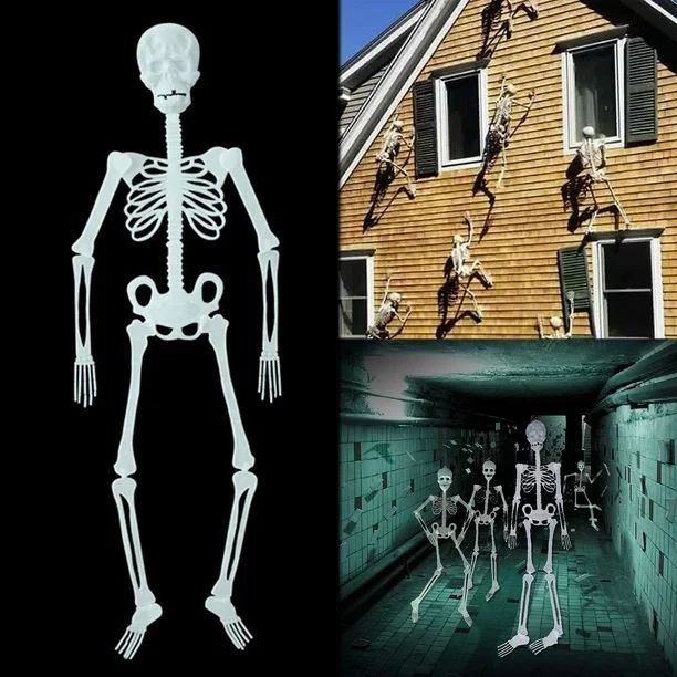 Spencer 4 Pack 5-foot Halloween Skeleton Decoration Life Size Realistic Luminous Poseable Human S... | Walmart (US)