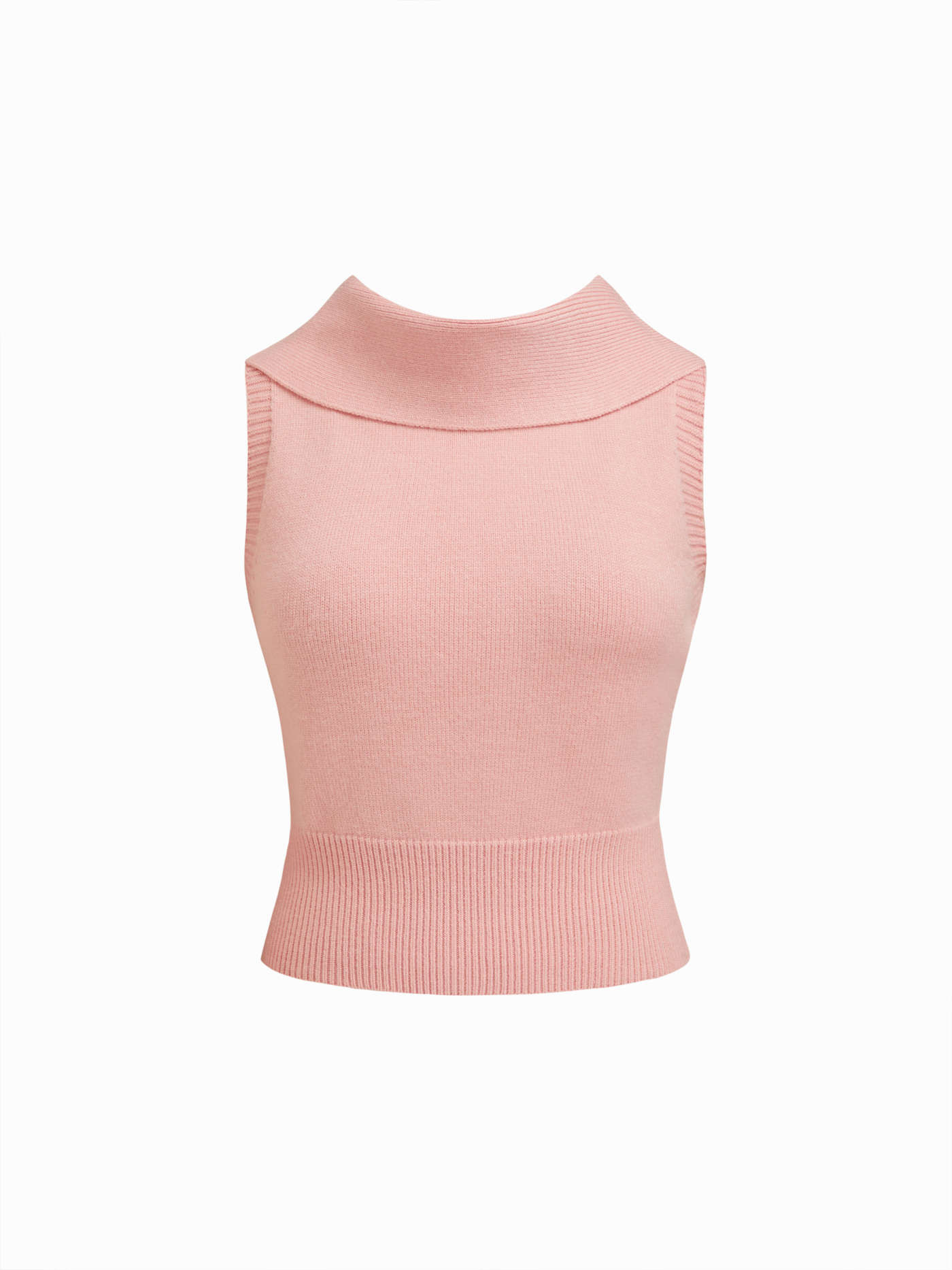 Knit Fabric Knitted Collar Tank Top For Daily Casual | Cider
