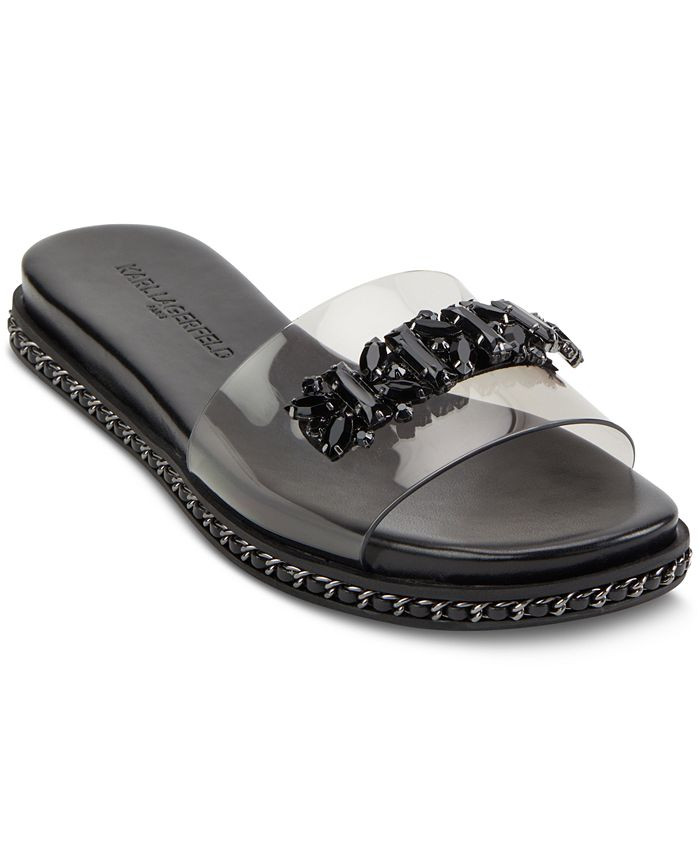 Karl Lagerfeld Paris Women's Bijou Embellished Slide Sandals & Reviews - Sandals - Shoes - Macy's | Macys (US)