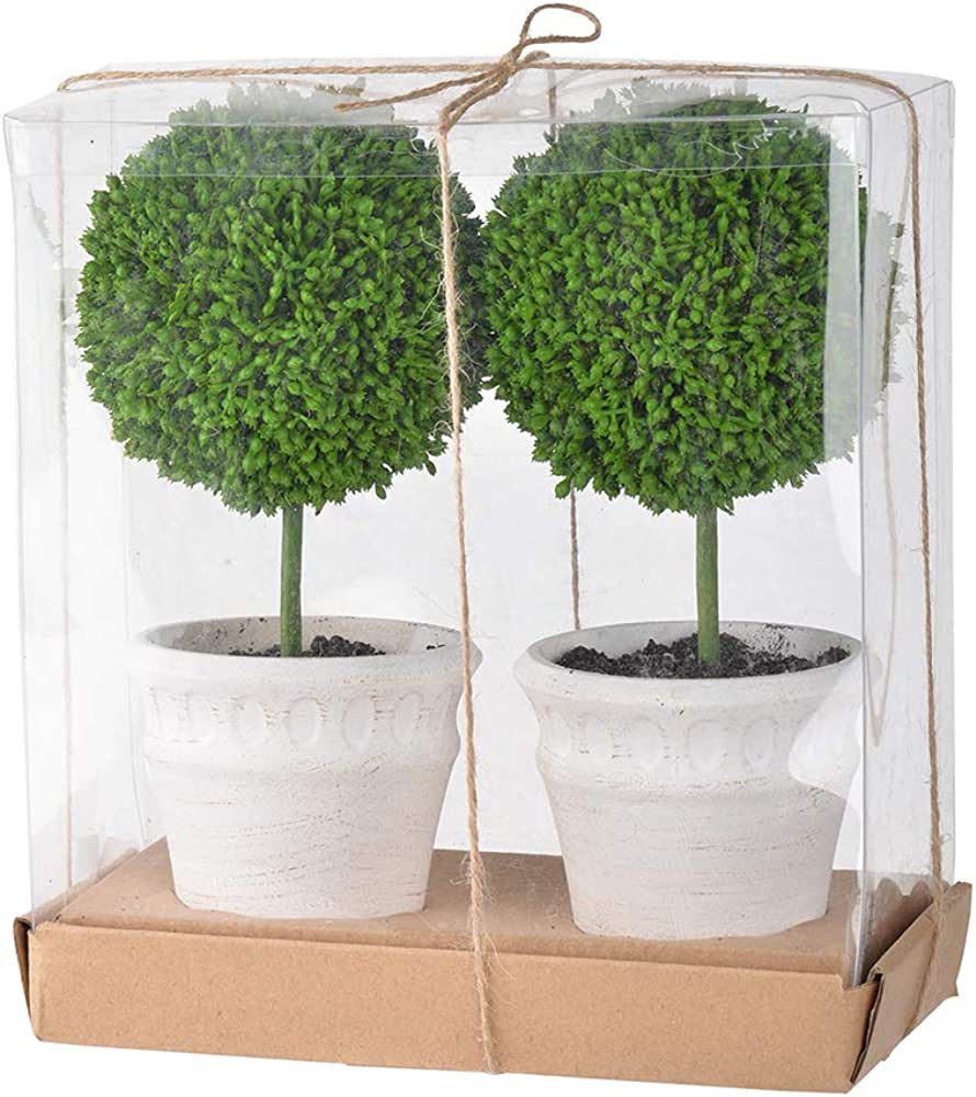 A&B Home 9" Artificial Plants Artificial Boxwood Topiary Tree Artificial Ball Shaped Tree w/White... | Amazon (US)