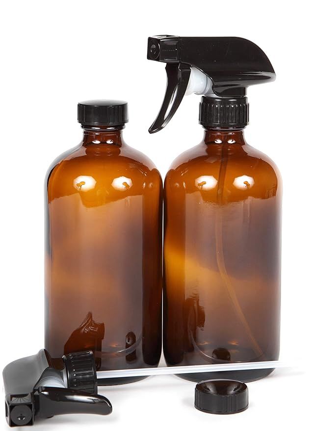 Vivaplex, 2, Large, 16 oz, Empty, Amber Glass Spray Bottles with Black Trigger Sprayers and Lids ... | Amazon (US)