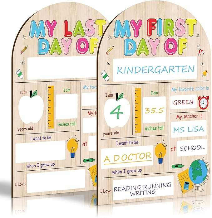 First and Last Day of School Board Chalkboard Wooden Double-Sided Cute Back to School Board Sign ... | Amazon (US)
