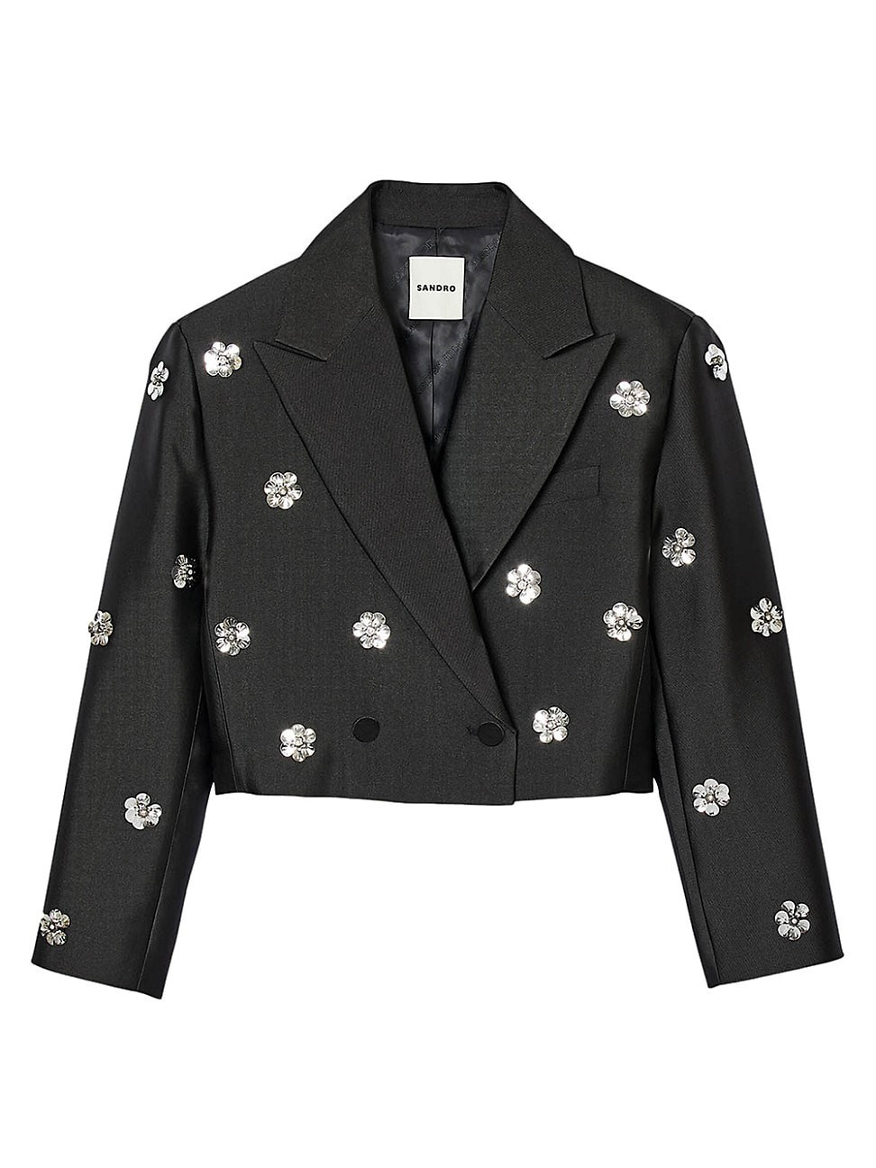 Women's Short Satin-Look Floral Jacket - Black - Size 6 | Saks Fifth Avenue