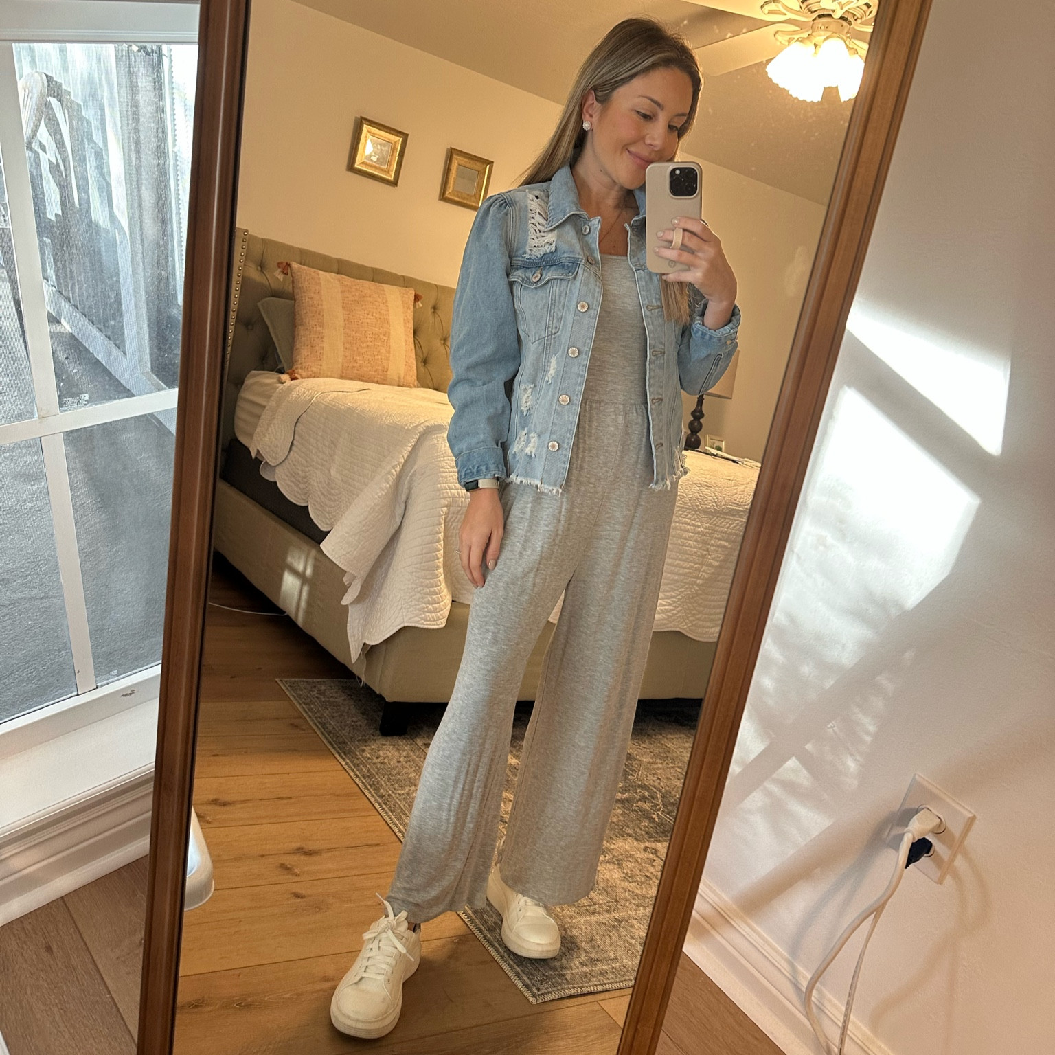 Grey jumper with denim jacket 

#LTKU #LTKsalealert #LTKfindsunder50