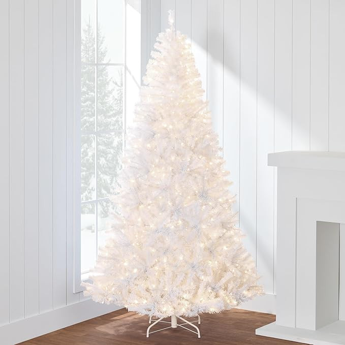 Best Choice Products White Christmas Tree 6ft Pre-Lit Artificial Pine Tree Premium Holiday Decora... | Amazon (US)