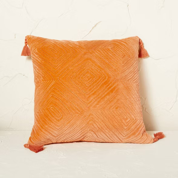Velvet Quilted Diamond Pattern Square Throw Pillow - Opalhouse™ designed with Jungalow™ | Target