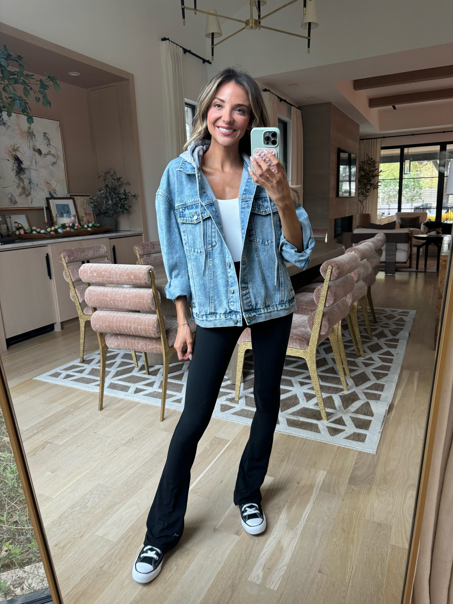 Hooded denim jacket from Amazon and flare pants 🙌🏼

#LTKfindsunder100 #LTKfindsunder50 #LTKfitness