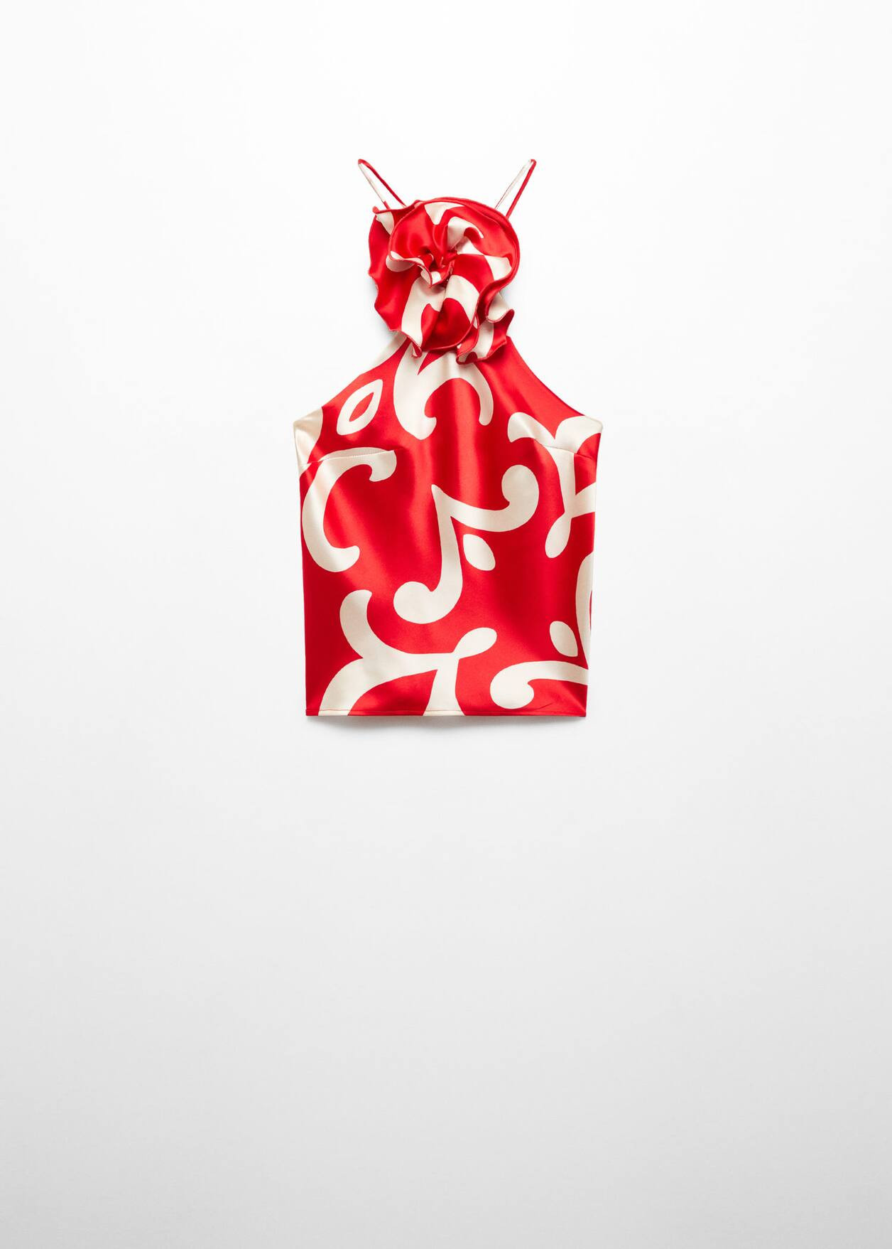 Satin top with decorative flower print  -  Women | Mango USA | MANGO (US)