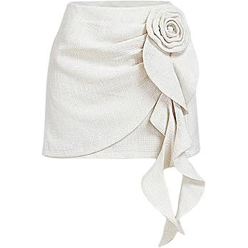 Floerns Women's Elegant 3D Floral Skirt High Waisted A Line Mini Skirts Business Casual Outfit | Amazon (US)