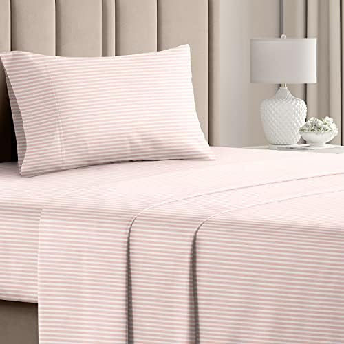 Striped Bed Sheets - Pin Stripe Sheets - Blush Pink Sheets - Pink & White Stripe Sheets - Twin Strip | Amazon (US)