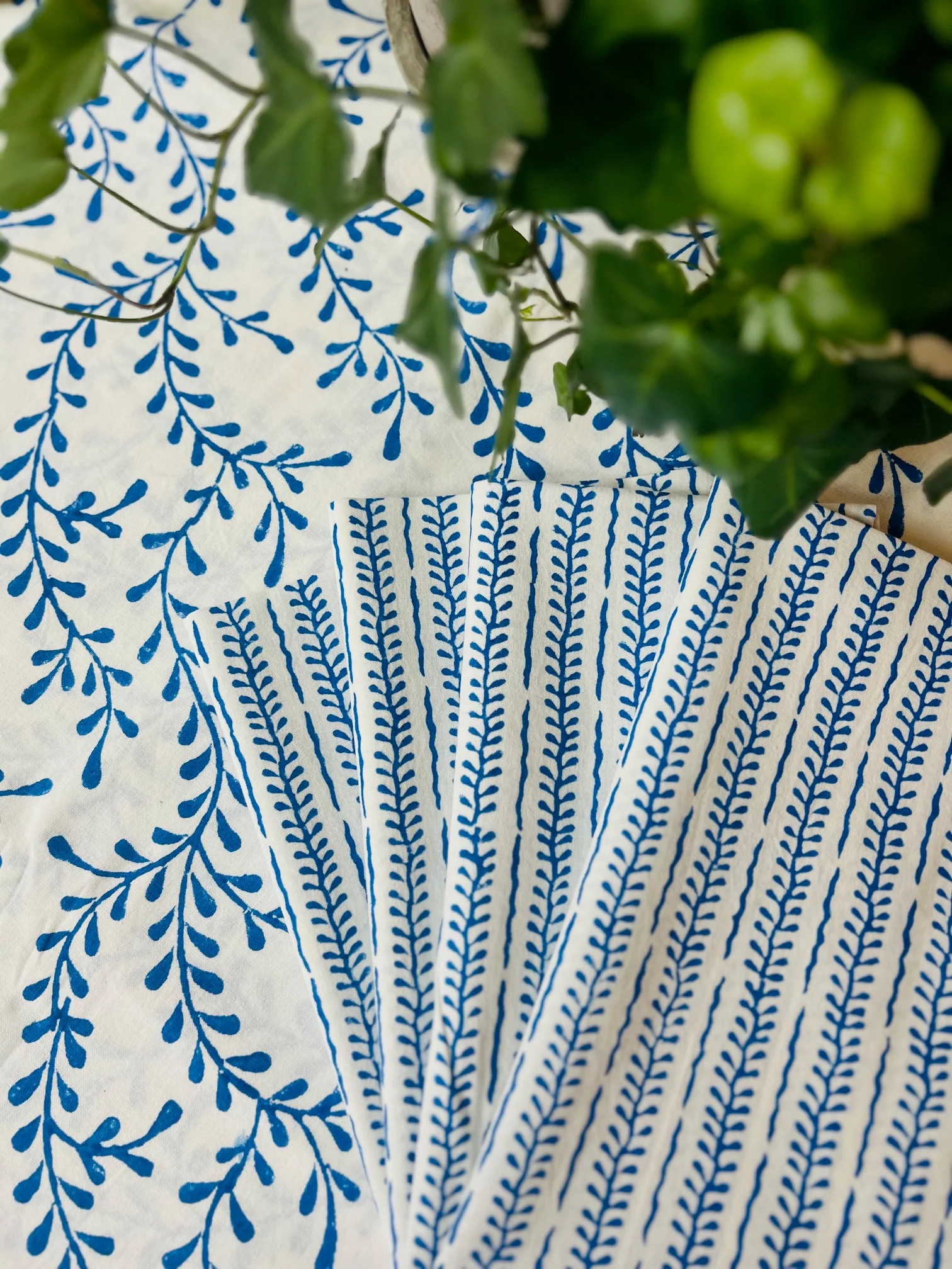 Running Vines Napkins in Egyptian Blue- Set of 4 | Christina Dickson Home