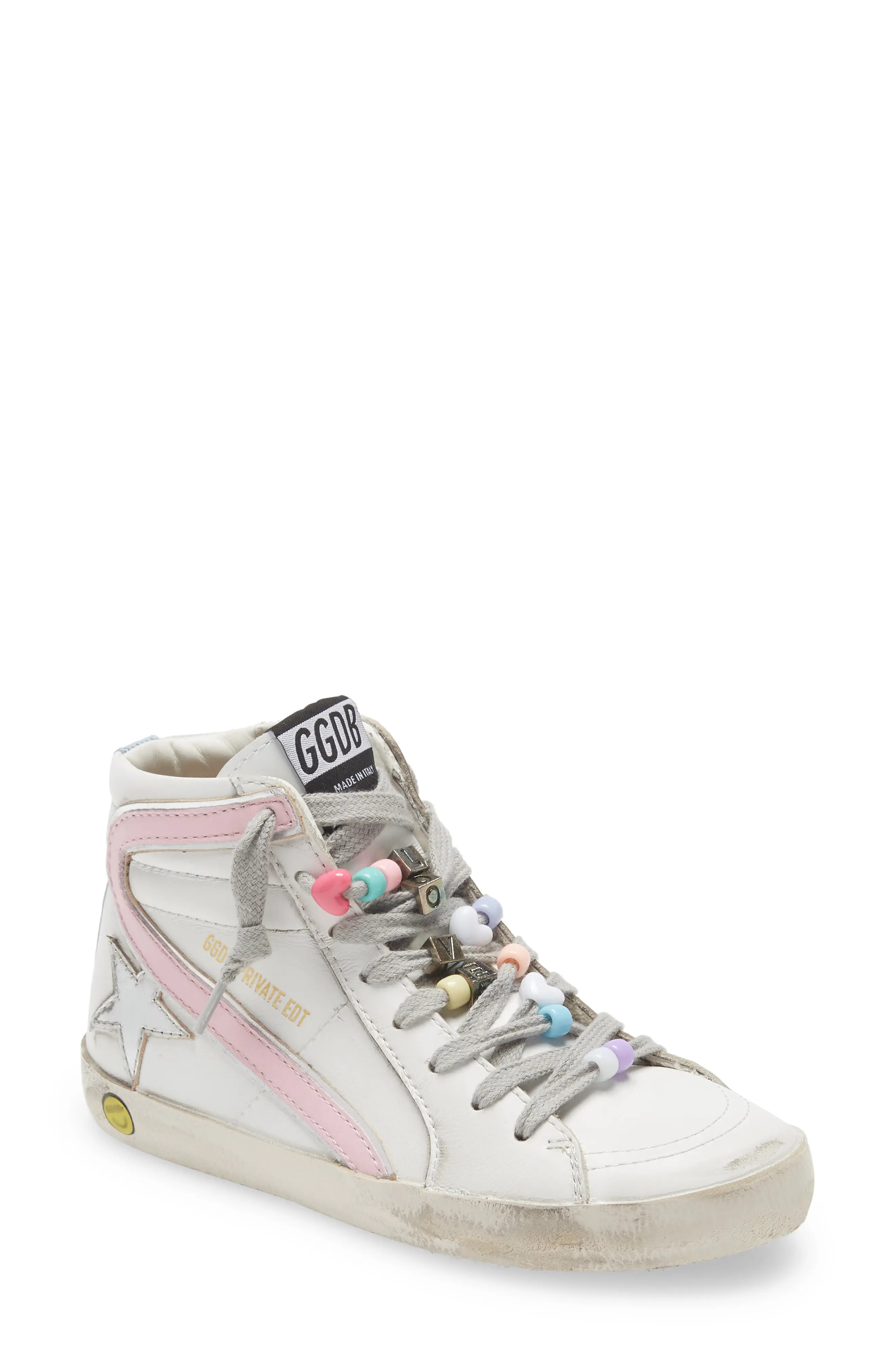 Golden Goose Slide High Top Sneaker in White/Baby Pink/Silver at Nordstrom, Size 13.5Us | Nordstrom