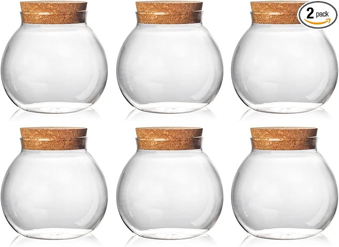 Set of 6 round glass jars with cork lid – 17oz wedding candy jar kitchen jar, perfect for tea, ... | Amazon (US)