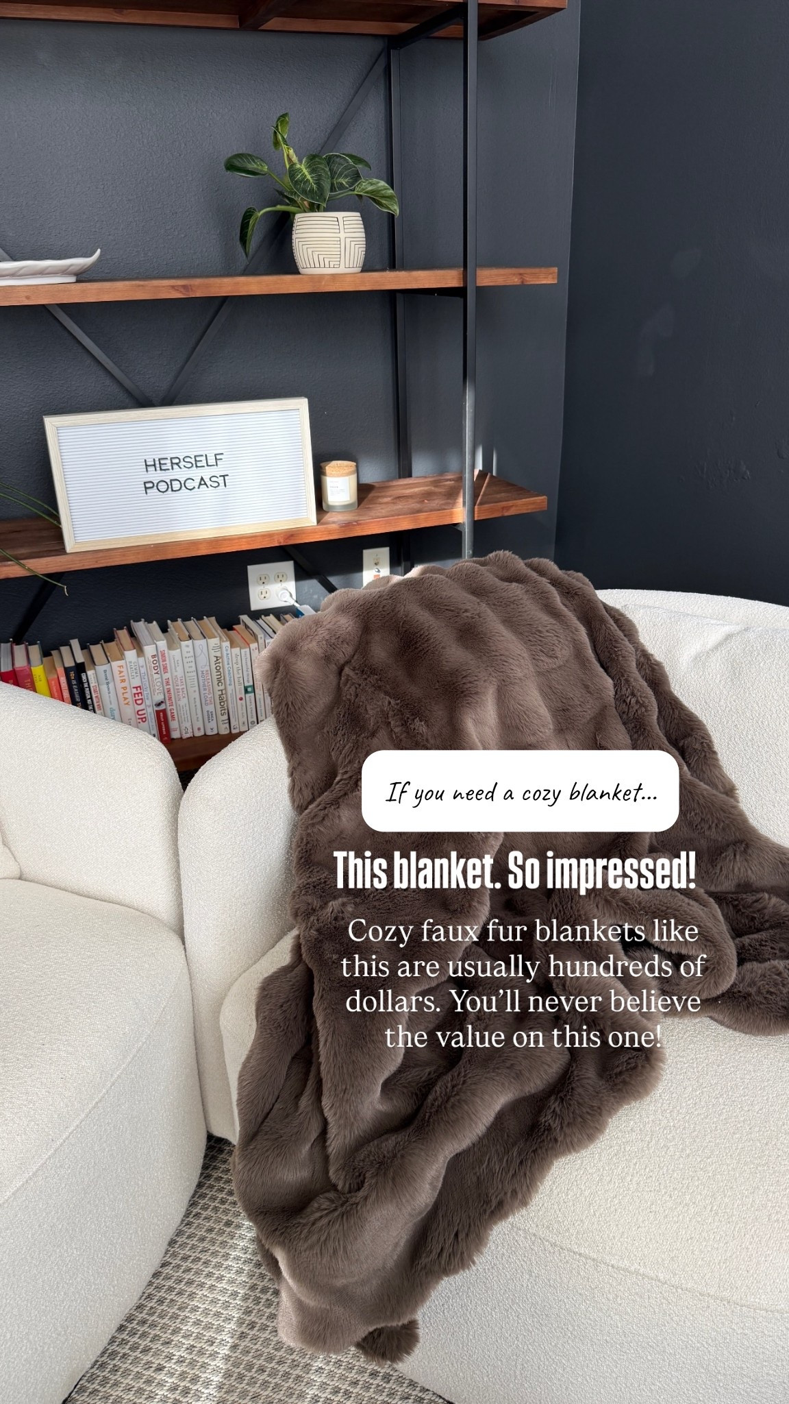 This blanket. So impressed! 

 Cozy faux fur blankets like this are usually hundreds of dollars. You’ll never believe the value on this one!
