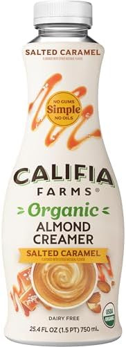 Califia Farms - Organic Salted Caramel Almond Milk Coffee Creamer, 25.4 Oz, Dairy Free, Plant Bas... | Amazon (US)