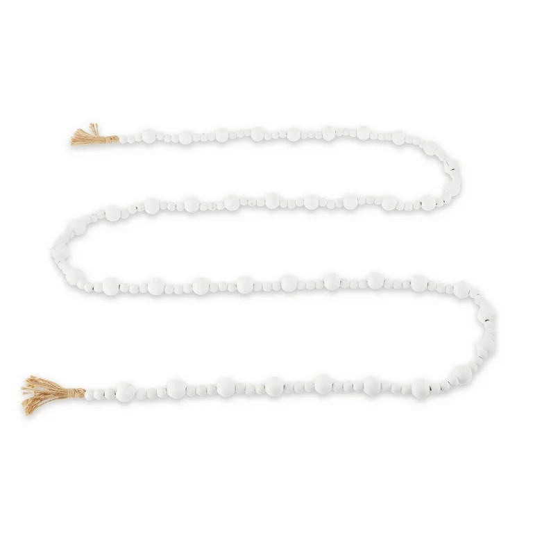 Set of 2, Holiday Time 14mm and 25mm White Washed Natural Decorative Wood Bead Garland, 9 feet - ... | Walmart (US)