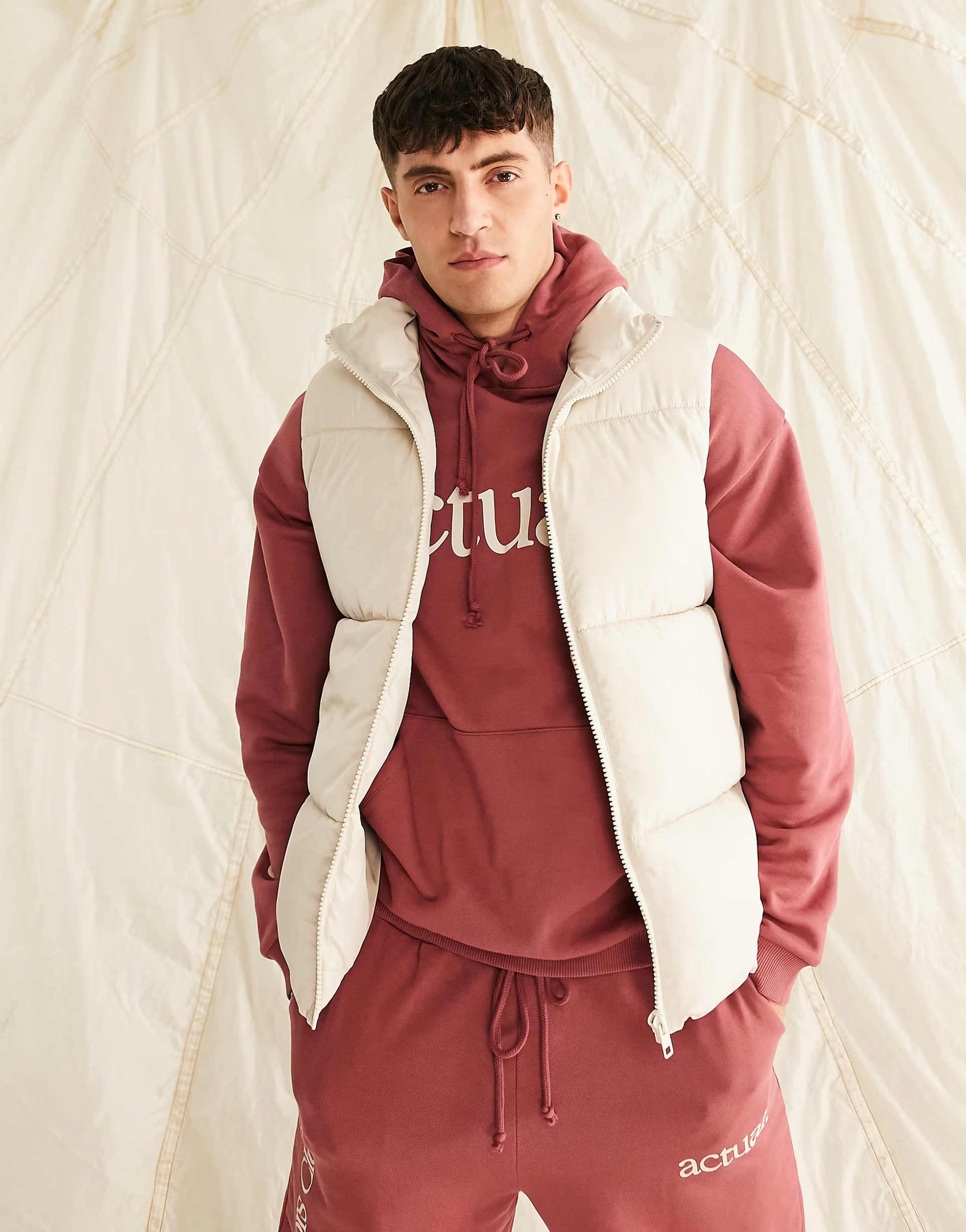 ASOS DESIGN puffer vest in ecru | ASOS (Global)