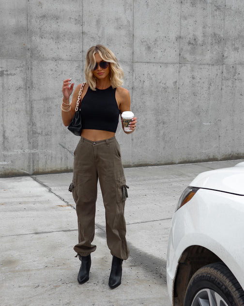 Never Give Up Cotton Cargo Pants - Dark Olive | VICI