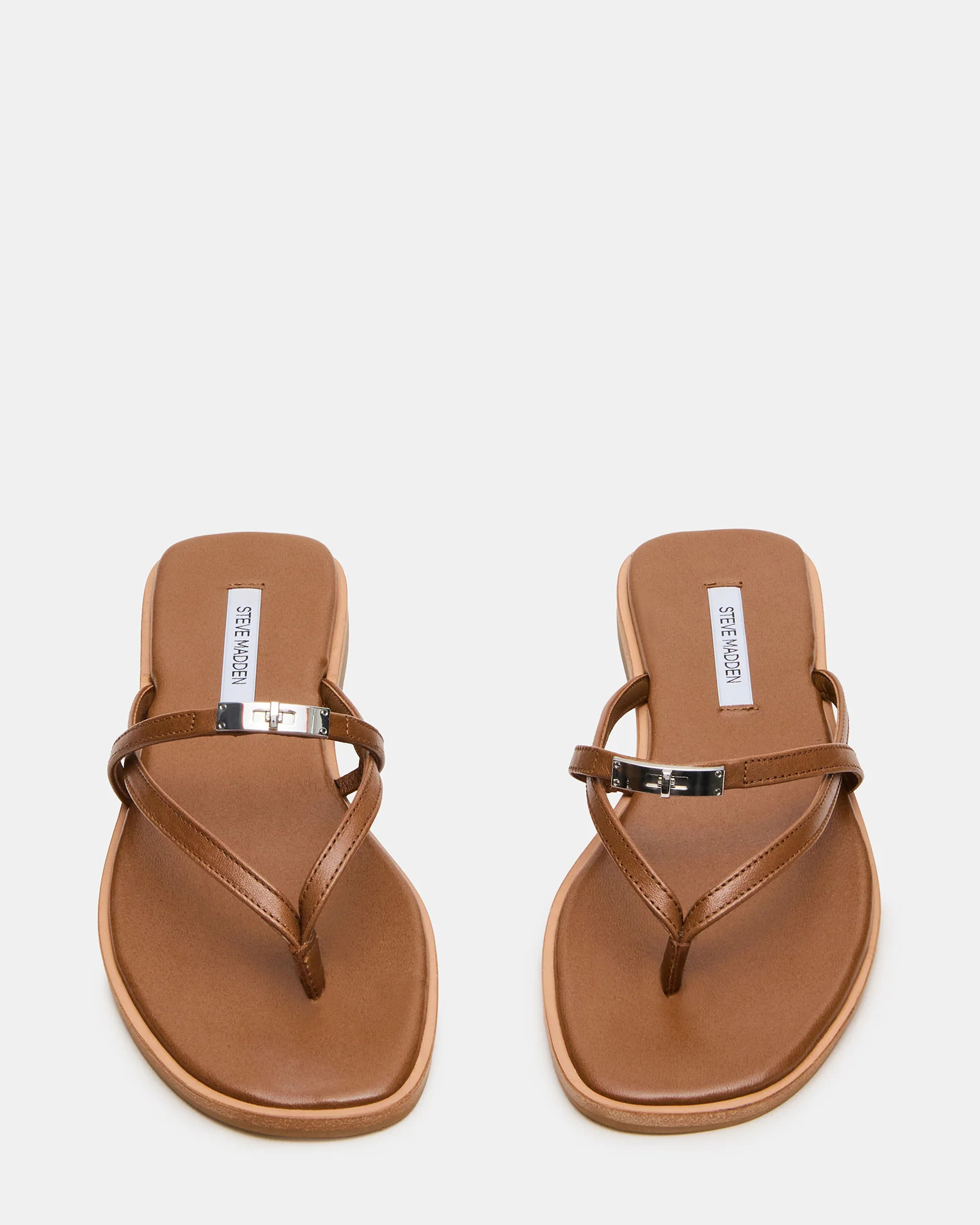 CATALINA Tan Leather Thong Square-Toe Women's Sandal | Steve Madden (US)