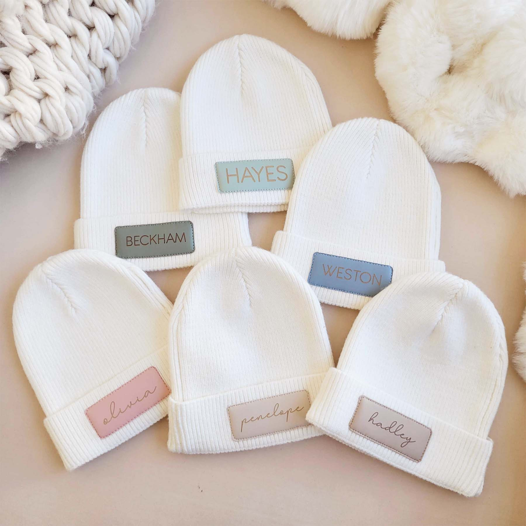 Personalized Leather Patch Beanie | All Colors | Caden Lane