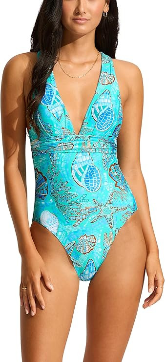 Seafolly Women's Deep V Wide Strap One Piece Swimsuit | Amazon (US)