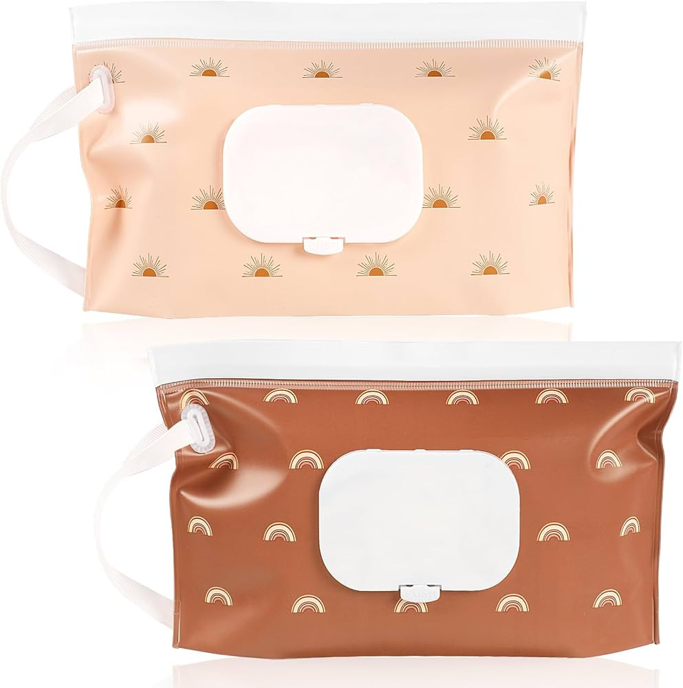 FEBSNOW 2 Pack Baby Wipes Dispenser, Portable Refillable Wipe Holder Baby Wipes Container Travel ... | Amazon (US)