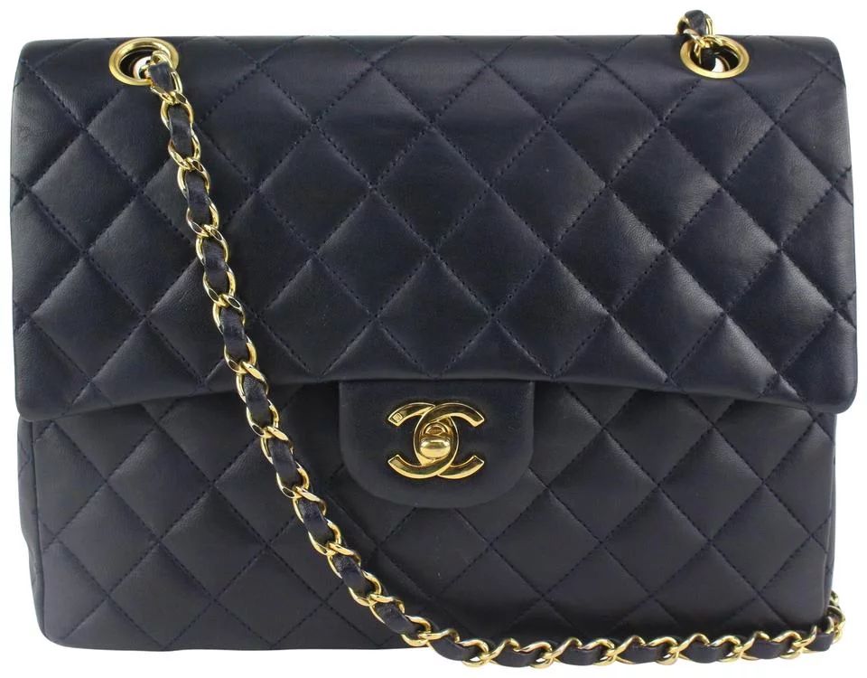 Chanel Navy Quilted Lambskin GHW Square Half Flap Medium Classic Bag 1116c39 - Walmart.com | Walmart (US)
