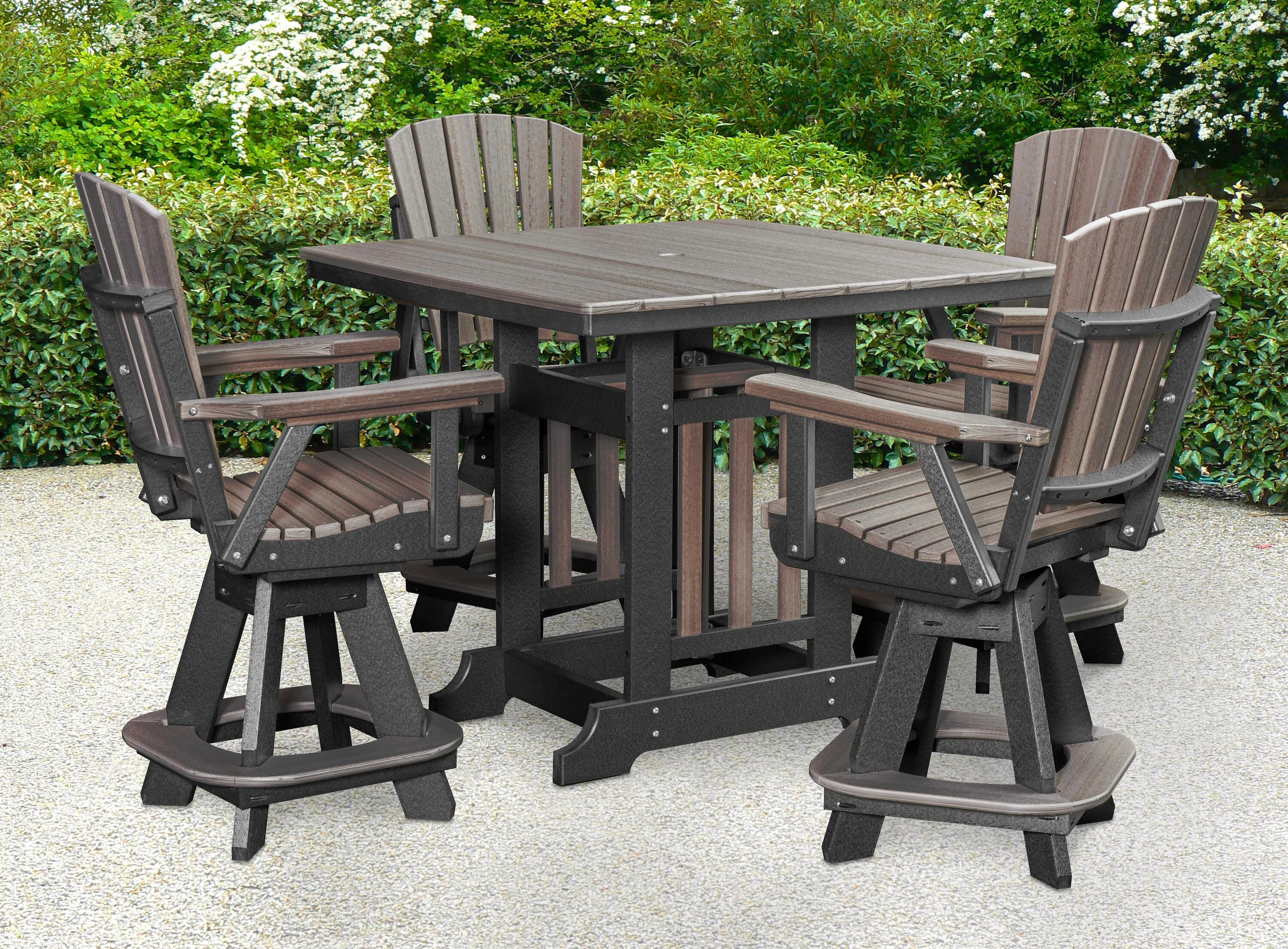 American Furniture Classics Adirondack 5 -Piece Black Counter height HDPE Square Table with 4 Swivel Chairs one_size | CJ130CGBK-K | Lowe's