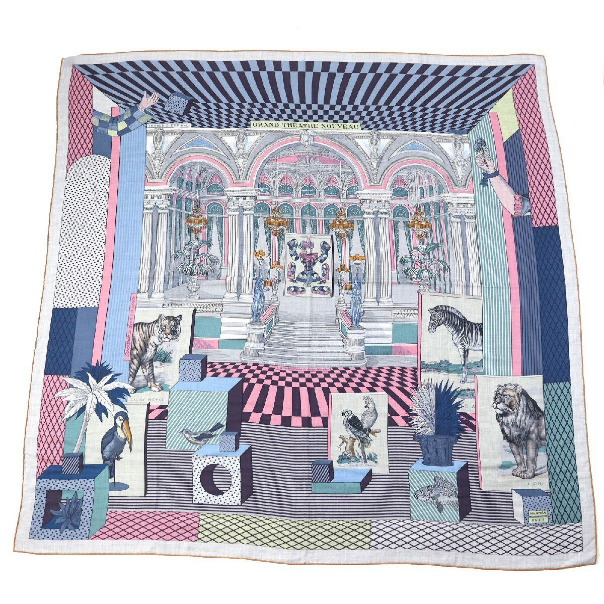 HERMES Carre Jean 140 GRAND THEATRE NOUVEAU CASHMERE SILK SCARF 861387  | eBay | eBay US