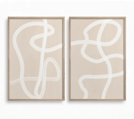 Downloadable One Line DrawingSet of 2 Prints Beige White | Etsy | Etsy (US)