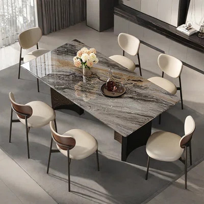 Luxury Modern Rectangular Marble Dining Table Set | Wayfair North America