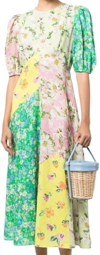 Puff Sleeve Maxi Dress Women Summer Floral Dresses 2024 Sun Dress A Line Boho Sundresses | Amazon (US)