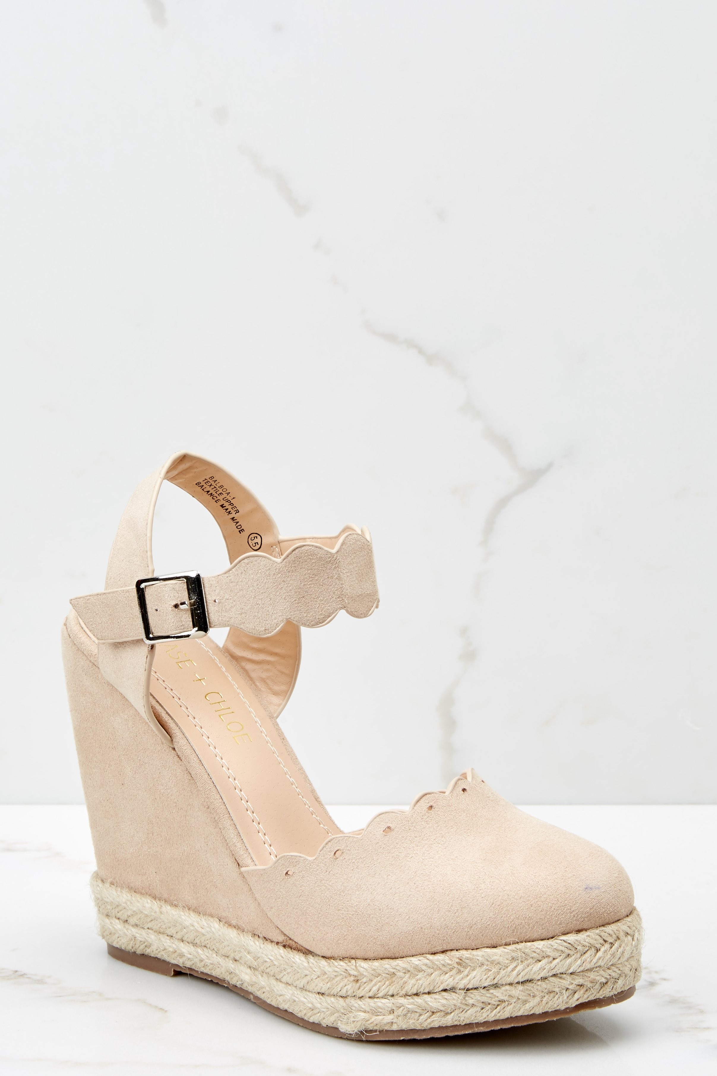 With Every Heartbeat Nude Wedges | Red Dress 