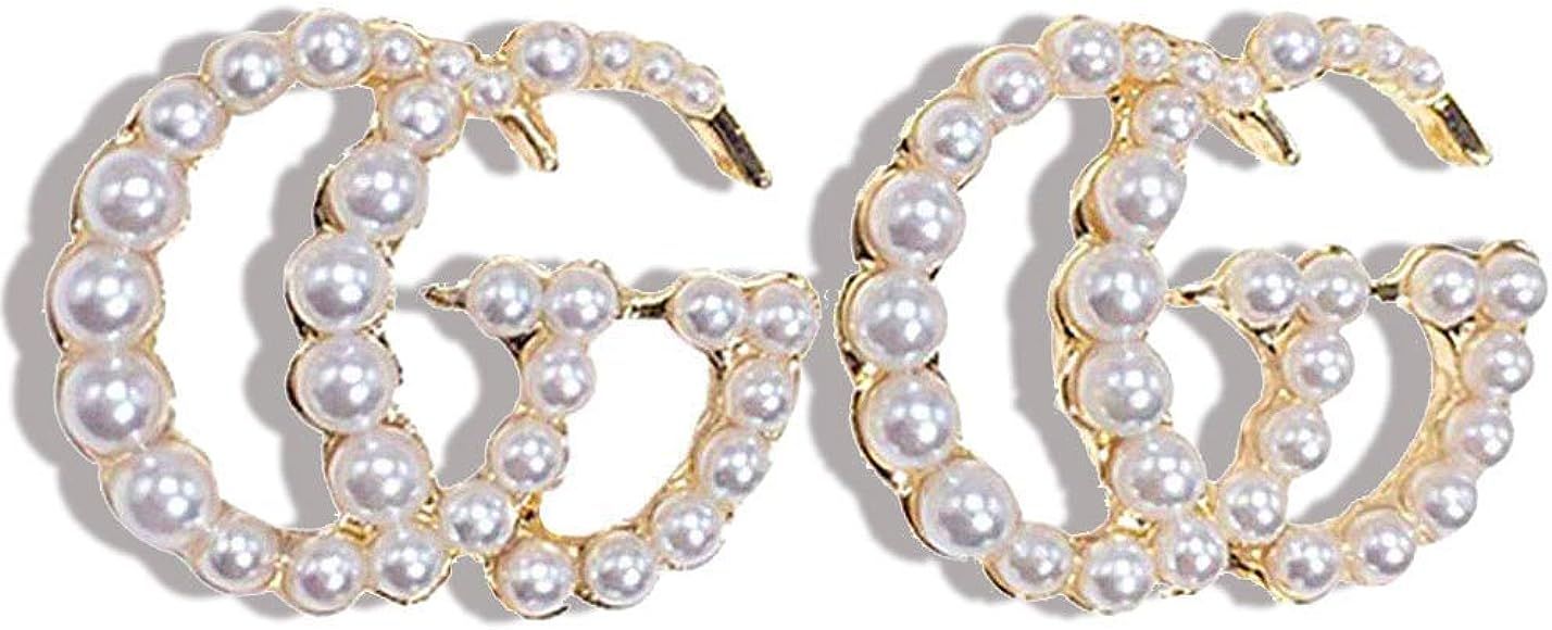Luxury Initial Letter G Pearl Stud Earrings Jewelry Gift for Women Girls | Amazon (US)