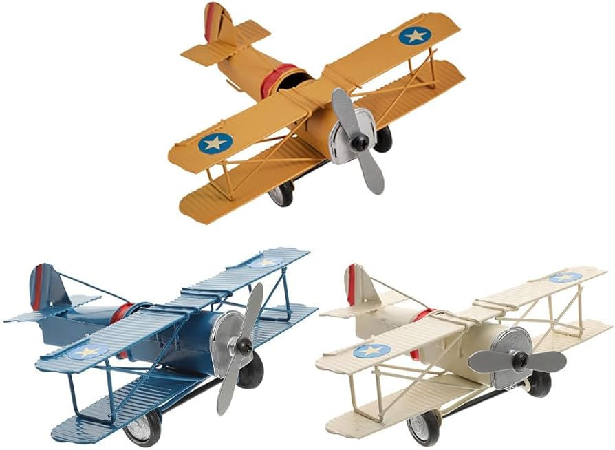 MAGICLULU Retro Iron Aircraft Handicraft Vintage Biplane Airplane Model 3pcs Wrought Iron Aircraf... | Amazon (US)