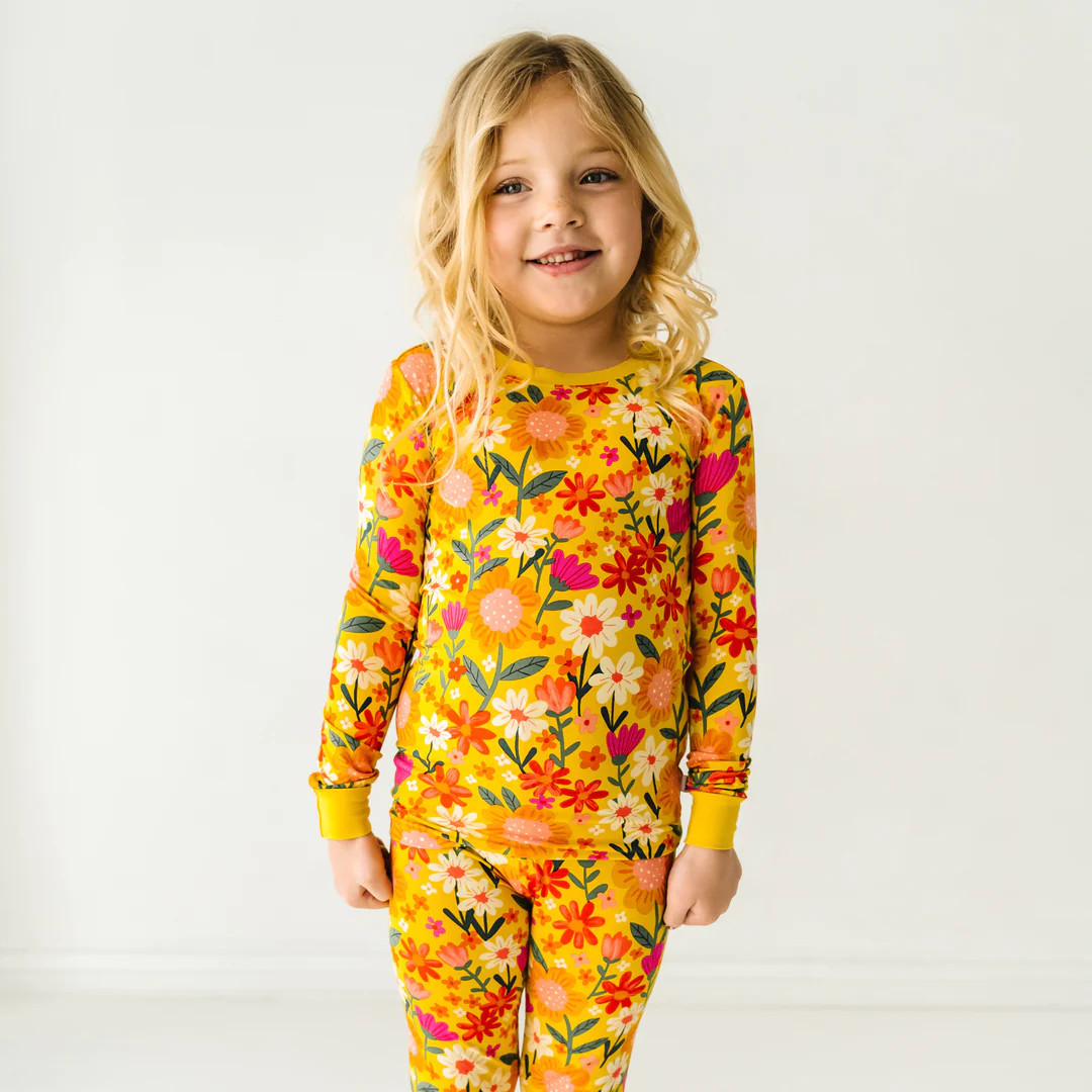 Sunny Garden Two-Piece Bamboo Viscose Pajama Set | Little Sleepies