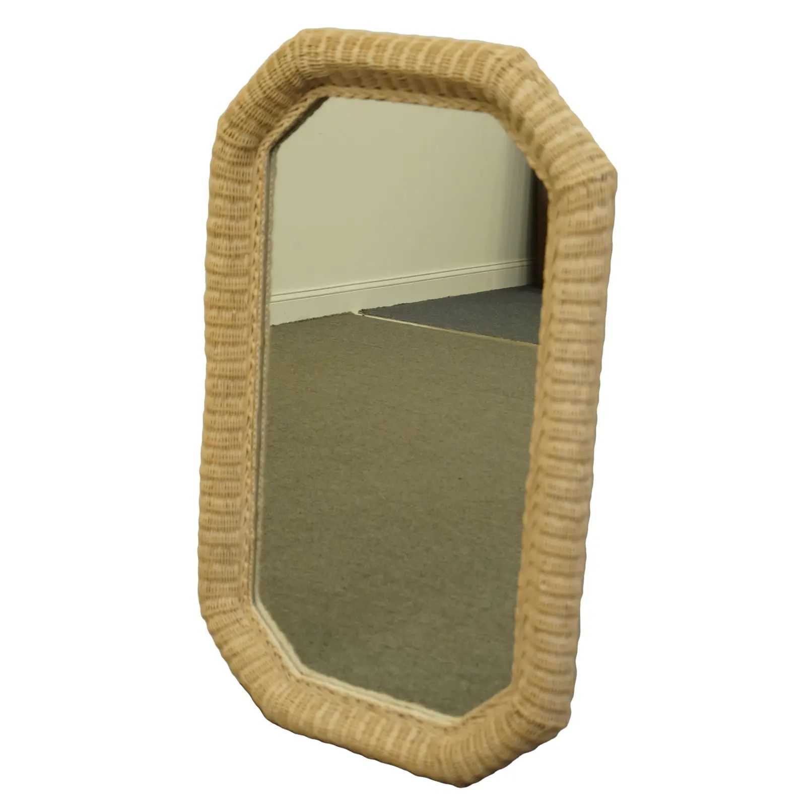 Lexington Henry Link Furniture Cream/Off White 44x27" Oval Wicker Dresser or Wall Mirror | Chairish