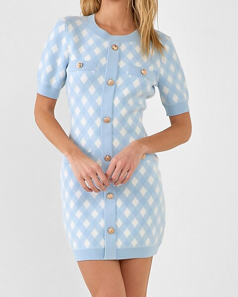 Endless Rose Short Sleeve Gingham Dress | Express