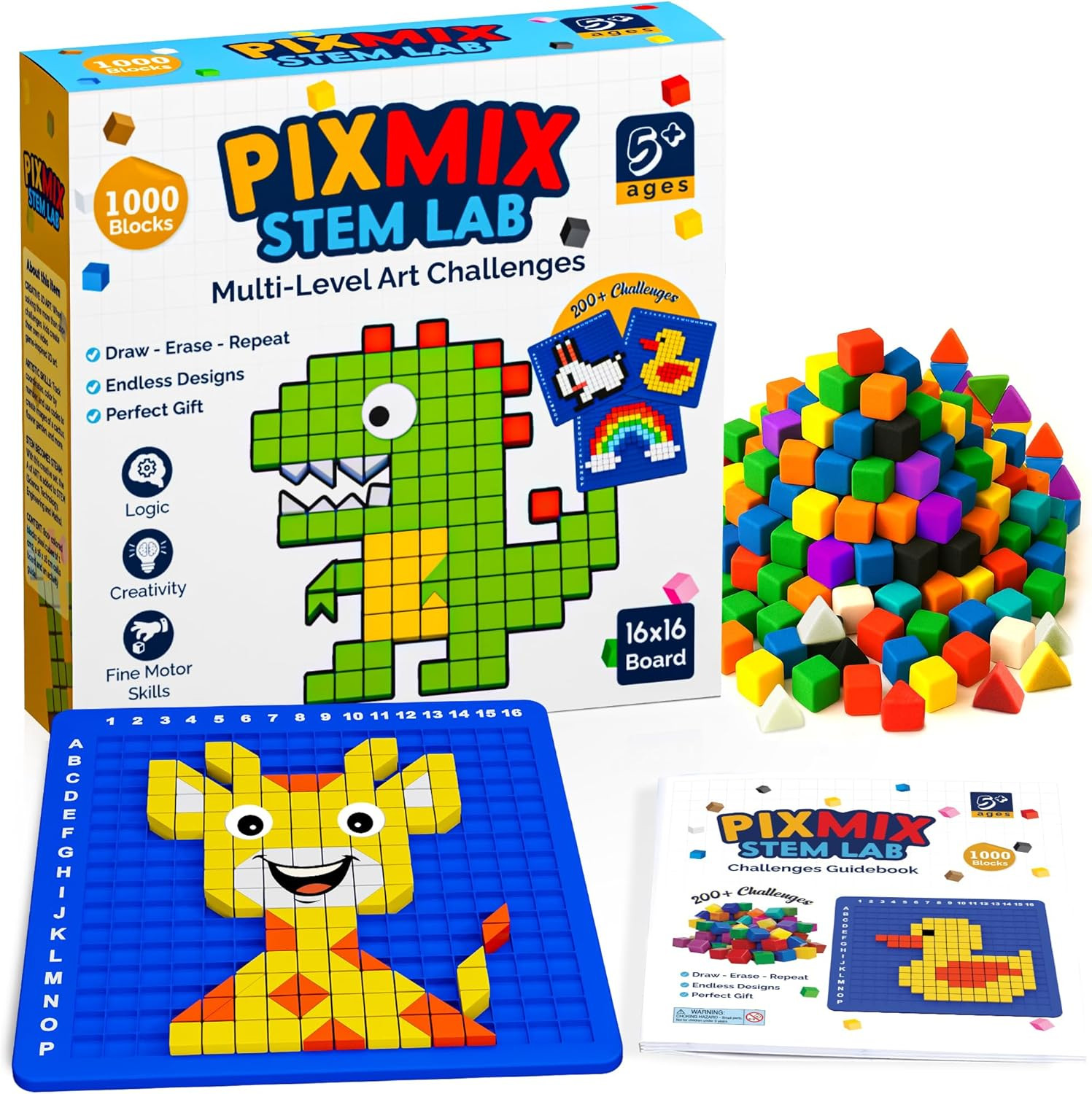 PIXMIX Pixel Building Art Kit for Kids Ages 5+ – STEM Toy for Boys & Girls, Creative Learning &... | Amazon (US)