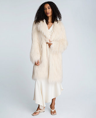 Women's Faux Fur Midi Long-Sleeve Jacket | Macy's