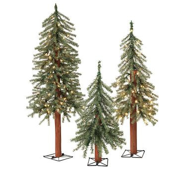 Pre-Lit Faux Alpine Trees - Set of 3 | Pottery Barn (US)