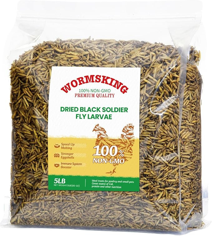 WORMSKING 5LB Dried Black Soldier Fly Larvae for Chickens | More Calcium Than Dried Mealworms, Hi... | Amazon (US)