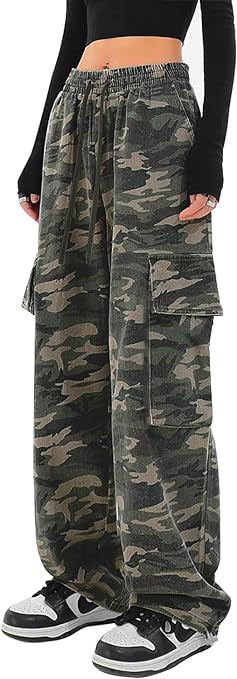 SESERAGI Cargo Pants Women Baggy Streetwear Y2K Drawstring Trousers Wide Leg Pants | Amazon (US)