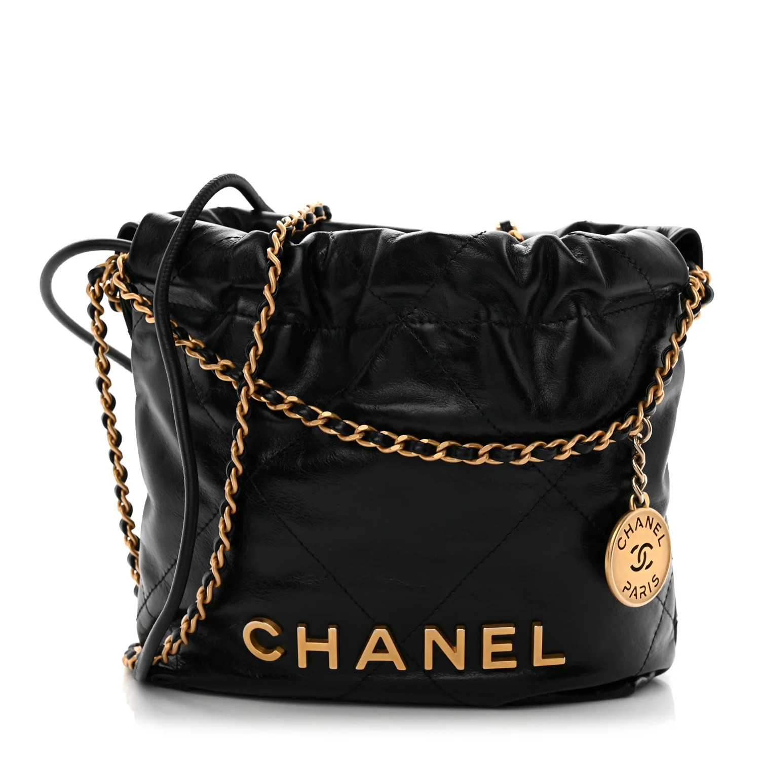 Shiny Calfskin Quilted Mini Chanel 22 Black | FASHIONPHILE (US)